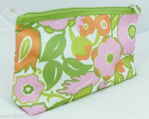 Clinique~pink & Green & Orange Floral Small Makeup Bag