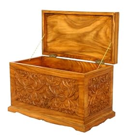 Handmade Asian Furniture - 23 Tropical Thai Flowers Design Wood Storage Chest Coffee Table by AsiaEXP