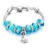 Blue Combined Dancer Dangle Fits Pandora Charm Murano Glass Bracelet