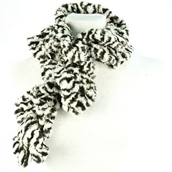 Faux Fur Fuzzy Winter Scarf Neckwarmer Animal Print Black