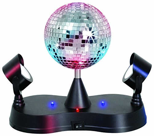 Lightahead® LED Peak Due Rotating Mirror Disco Ball with 2 Adjustable LED Light Projector Lamps