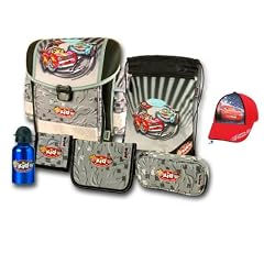 KID Schulranzen-Set 7 tlg. Funny Cars Fantasy World Cars Baseballcap