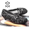styled in Italy, Damen Pumps, Ballerina, Samt-Lack kombiniert, schwarz