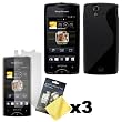 Schwarz TPU Silikon H�lle Schutzh�lle Tasche Case f�r Sony Ericsson Xperia Ray + Displayschutzfolie x3