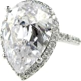 Bling by Wilkening Sterling Silver Clear Pear-Shaped Ring