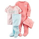 カーターズ Carter's ご出産祝いに ロンパース カバーオール Tシャツ パンツ 帽子 豪華4点 ギフトセット 女の子 春夏秋冬 4-Piece Take-Me-Home Set NB (50-