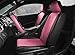 Oxgord 17pc Set Faux Leather / Pink & Black Auto Seat Covers Set - Airbag Compatible - 50/50 or 60/40 Rear Split Bench - 5 Head Rests - Universal Fit for Car, Truck, or SUV - FREE Steering Wheel Cover