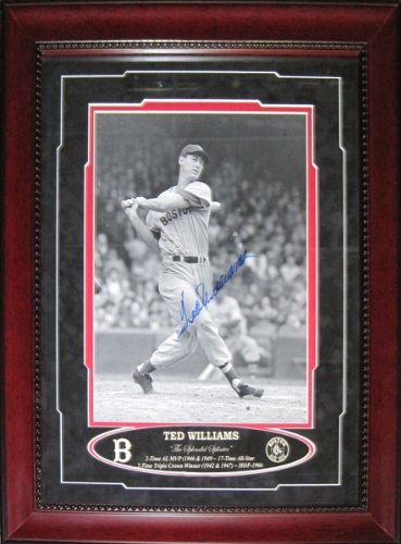 Ted Williams Autographed/Hand Signed Boston Red Sox Baseball Framed 8x10 Photo
