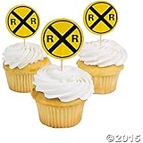 1 X Train Railroad Crossing Sign Cupcake Picks - 25 pcs