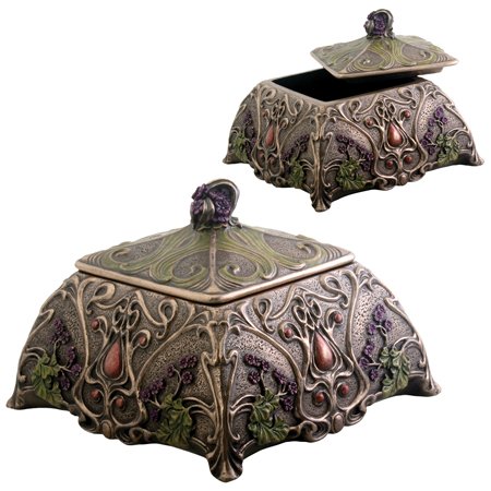 Art Nouveau Jewelry Box Holder Flower Decoration Accessory Collectible