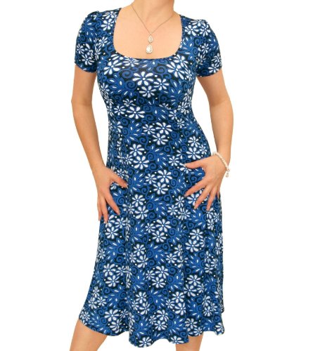 Blue Banana - Blue Floral Print Tea Dress - US Size 10