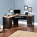Sauder Harbor View L Shaped Computer Desk Home Office with File Cabinet Storage Drawer, Cable Management, Keyboard Tray, in Antiqued Paint