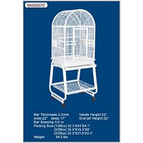 HQ 22×17 Bird Cage & Stand for Small & Medium Parrots-Platinum