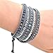 Here Fashion Mix Gray Crystal Pink Leather 5 Wrap Bracelet