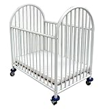 LA Baby Compact Arched Folding Metal Crib, White