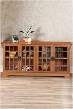 Craftsman 58.5w Four door Lowboy Sideboard Buffet Table With Glass Doors