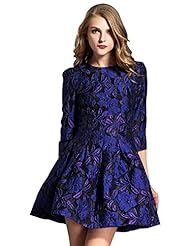  Jacquard Elbow Length Sleeves Cotton/Polyester Fit-and-Flare Cocktail Club Dress/Evening Dress/Party Dress  With a Bow(s)