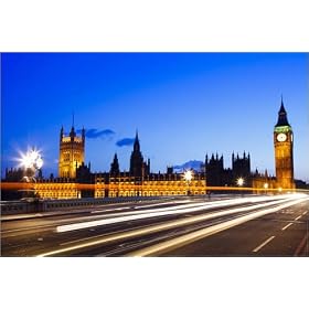 photographie Houses of Parliament, Big Ben and Westminster Bridge, on banks of River Thames in We...