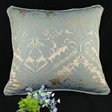 Elegant Decorative Pillow / Cushion Cover 18"x18" - Beige Blue Jacquard