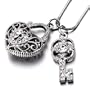 Filigree Heart Key White Crystal Pendant For Women