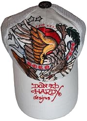 Men's Ed Hardy Hat Baseball Cap Born Free White