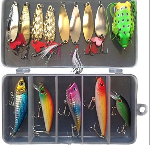 Bluenet Fishing Lure Set Hard Lures Bait Minnow Popper Crank Rattlin Pencil Soft Lures Plastic Frogs Metal Lures Spinner with Box Packing