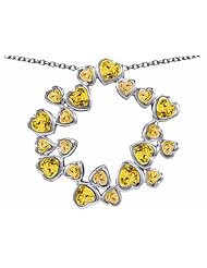 Original Star K (tm) Large Circle Of Love Pendant With 20 Simulated Citrine Hearts in .925 Sterling Silver