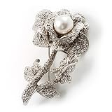 514Yfm%2BL4lL. SL160  Romantic Rose Brooch (Silver Tone)
