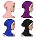 Ksweet 4pcs Lightweight Elastic Hijab Caps Full Cover Hijab Bonnet Islamic Scarf for Women Turban (Black+Blue+Purple+KQ)