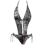 Plunge Monokini Black Leopard Print