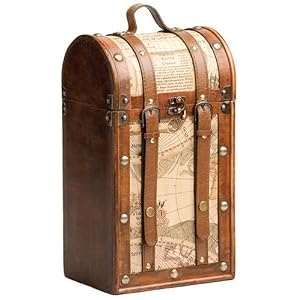True Fabrications Treasure Map Wood Wine Box 2 Bottle Wine Holder by