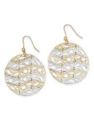 Moveable Wave Circle Earrings in 14 Karat Two-tone Gold