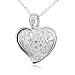 Sterling Silver Cubic Zirconia Pave Heart Pendant, 18"