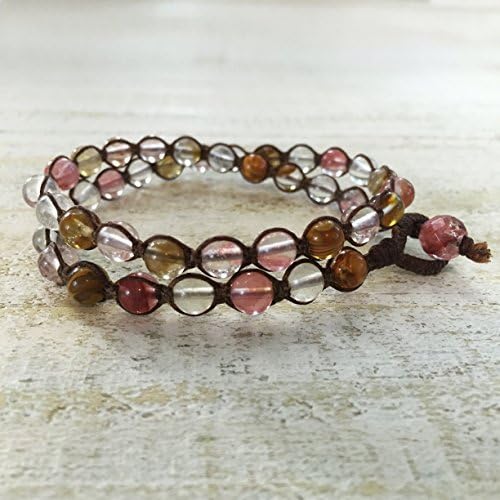 Pink Quartz Macrame Wrap Bracelet