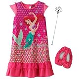 Girls Pink Ariel Nightgown with Slippers and Wand
