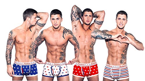 Andyshi Men's Stripe/Stars Printed Boxer Briefs Underwear (pack of 4)