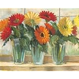Microthin Products Magic Slice Non-Slip Flexible Cutting Board by Rowan, 12 by 15-Inch, Gerberas in Glass Vases