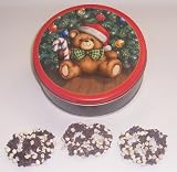 Scott's Cakes 1 lb. Dark Chocolate Covered Pretzel with Chocolate Chips & White Chocolate Chips in a Teddy Bear Tin