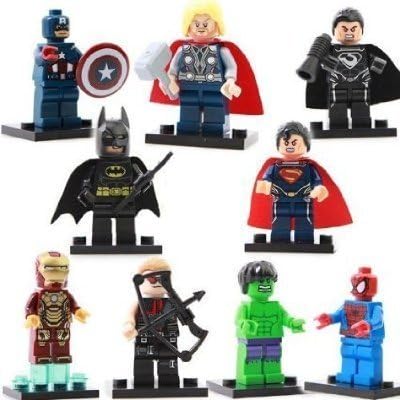 Just Model Super Heroes Minifigures Mixed - (Set of 9 with Different Minifigures) OneSize, Multicoloured
