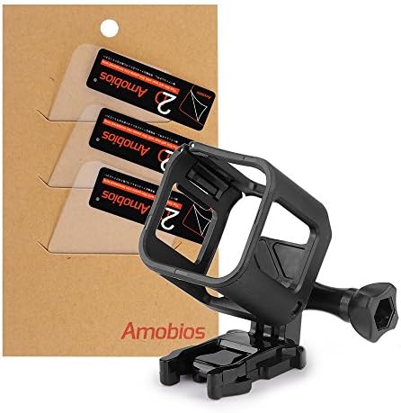 Amobios Scratch-resistant Tempered Glass Screen Protector Lens Film Accessory Kit with Black Protective Case Housing For GoPro Hero4 session