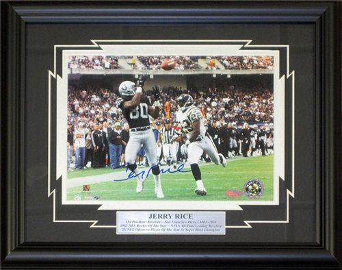 Jerry Rice Autographed/Hand Signed Framed Oakland Raiders 8x10 Photo (Steiner)