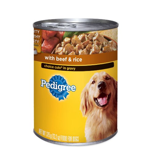 Pedigree Choice Cuts in Gravy with Beef & Rice for Food for Adult Dogs, 13.2-Ounce Cans (Pack of 24)