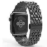 MisSmart Apple Watch ベルト 時計用バンド(WATCH BAND)　38mm ステンレス留め金製 (7-ブラック)