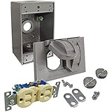 Hubbell 5839-5 Single Gang Box Horizontal Cover with Duplex Receptacle Weatherproof Kit, Gray