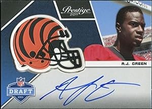 2011 Panini Prestige Pro Helmets Autographs #12 A.J. Green - Panini Certified - NFL Autographed Football Cards