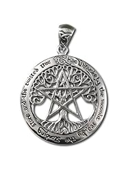 Sterling Silver Extra Large Cut Out Tree Pentacle Pentagram Pendant by Dryad Design