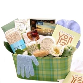 Spa Gift Basket for Women - Includes AM PM Yoga DVD & Book - Mothers Day Gift Idea for Her