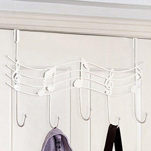 AM MARCH Over The Door 5 Hooks Organizer Rack for Bedroom /Living Room /Kitchen /Office/ Bathroom Door (Piano White)