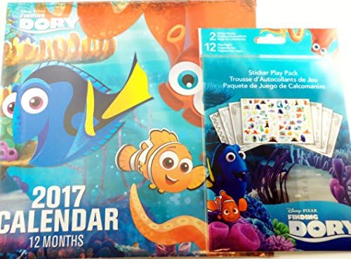 Disney Pixar - Finding Dory - 2017 Wall Calendar - Dory Sticker Play Pack Bundle