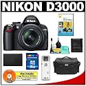 Nikon D3000 10MP Digital SLR Camera AF-S DX VR Nikkor Zoom Lens with 16GB Card + EN-EL9a Battery + Nikon Gadget Bag + Accessory Kit